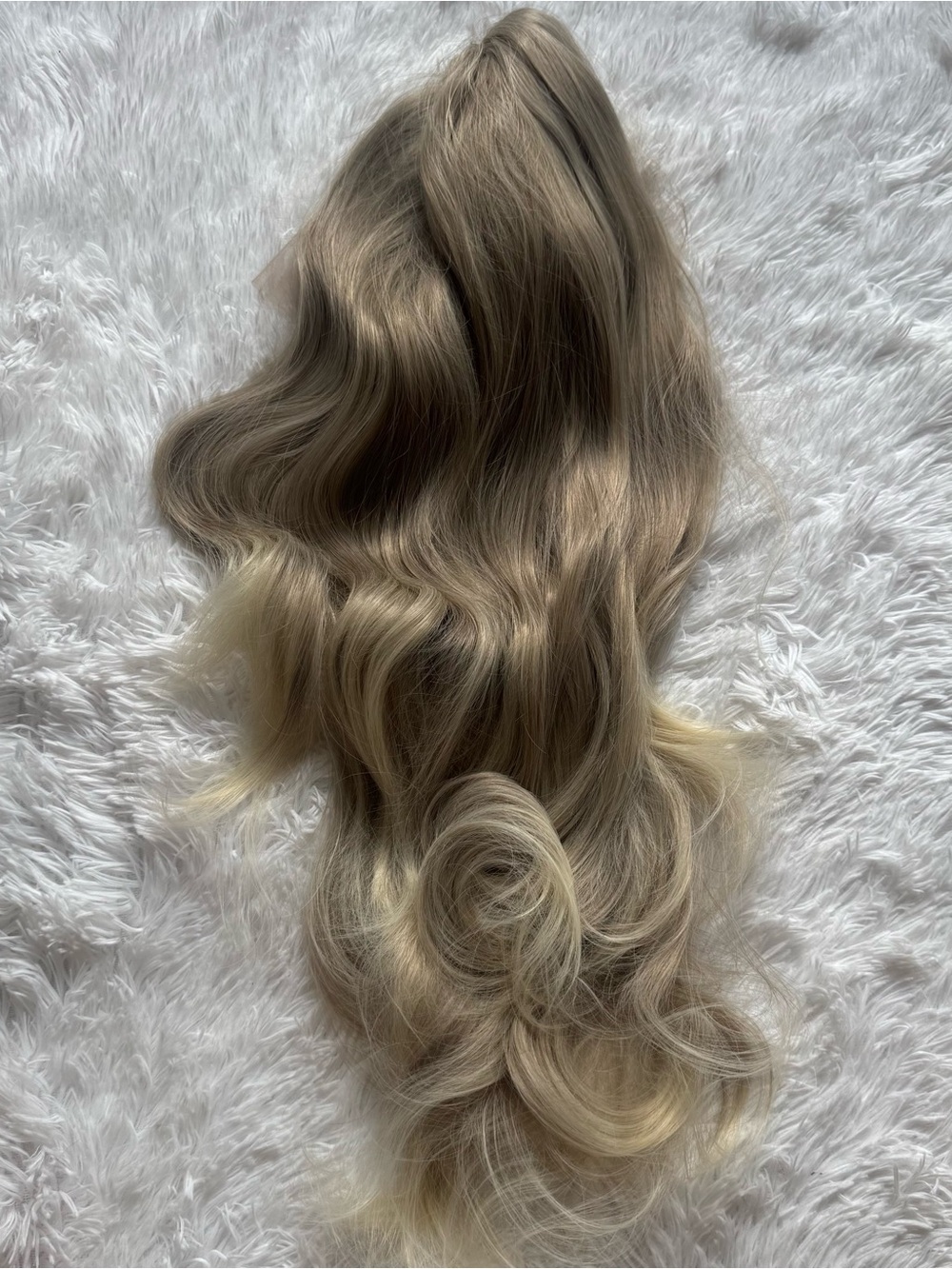 Natural Ash Blonde Wavy Lace Front Synthetic Wig 24”